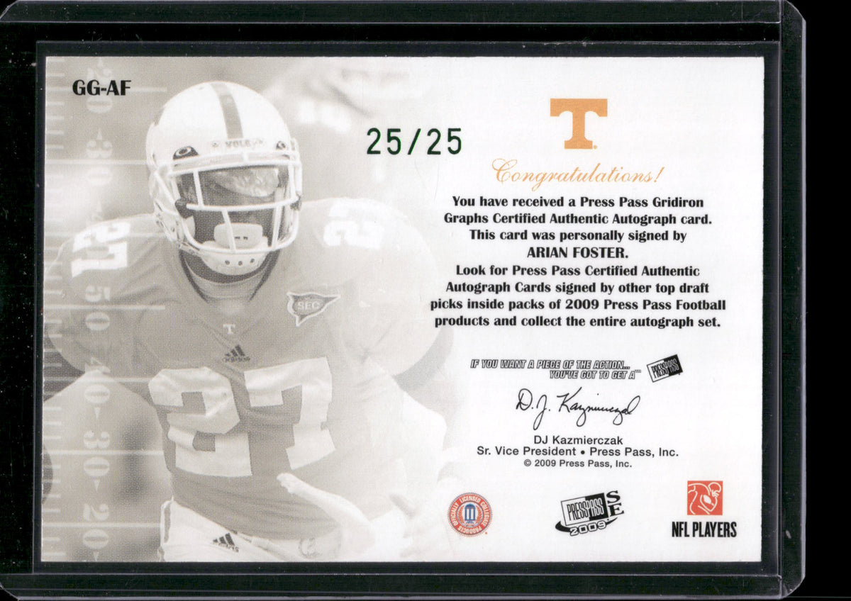 Arian Foster 2009 Press Pass Gridiron Graphs #GG- – Knoxville Smokies