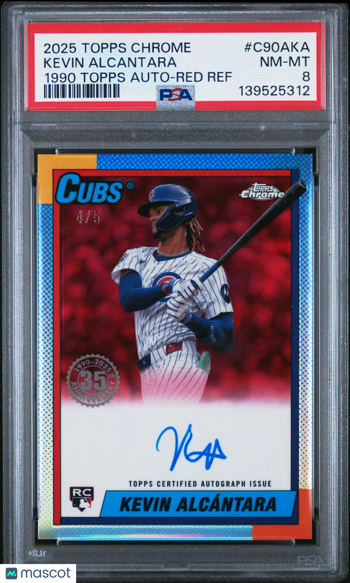 Kevin Alcantara 2025 Topps Chrome 1990 Topps Autograph #C90AKA Red