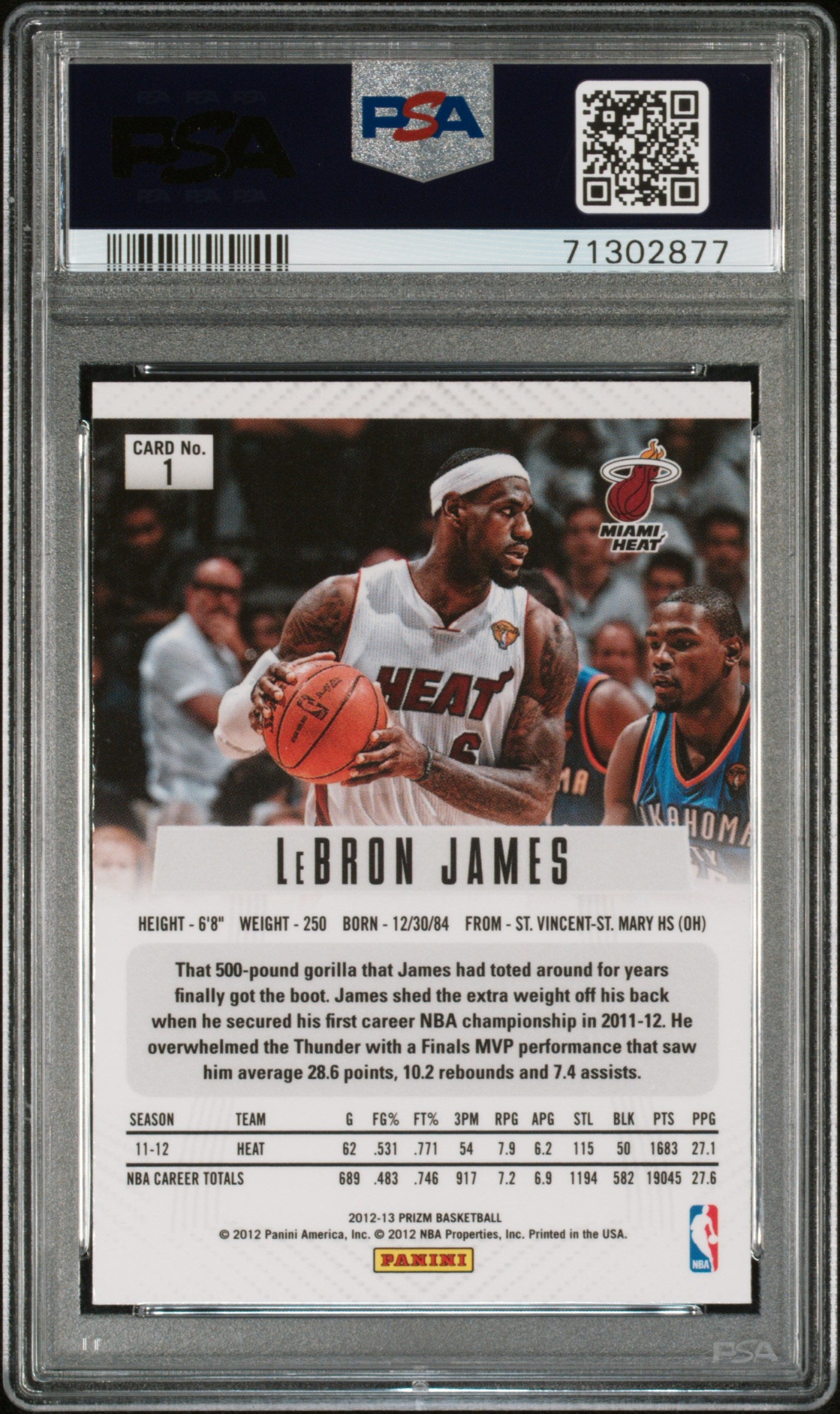 LeBron James 2012 Panini Prizm #1 PSA 9 – Knoxville Smokies
